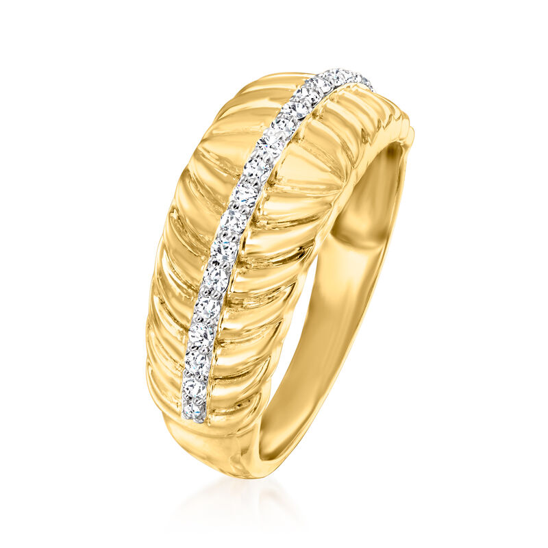 .20 ct. t.w. Diamond Striped Shrimp Ring in 18kt Gold Over Sterling image number 2