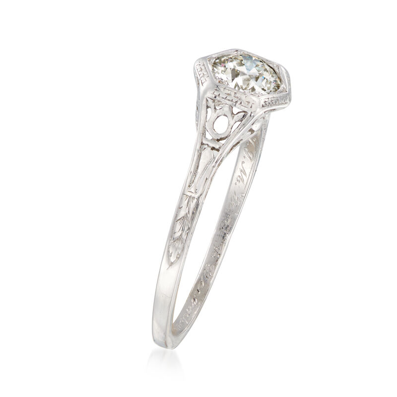 C. 1919 Vintage Tiffany Jewelry .65 Carat Diamond Ring in Platinum image number 2