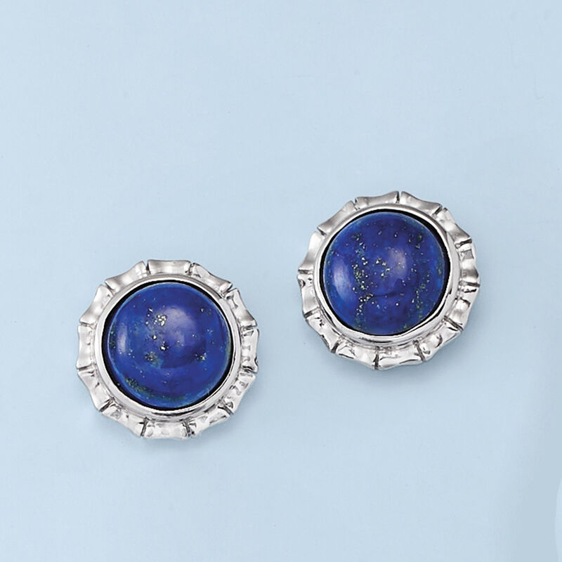 Lapis Stud Earrings in Sterling Silver image number 2