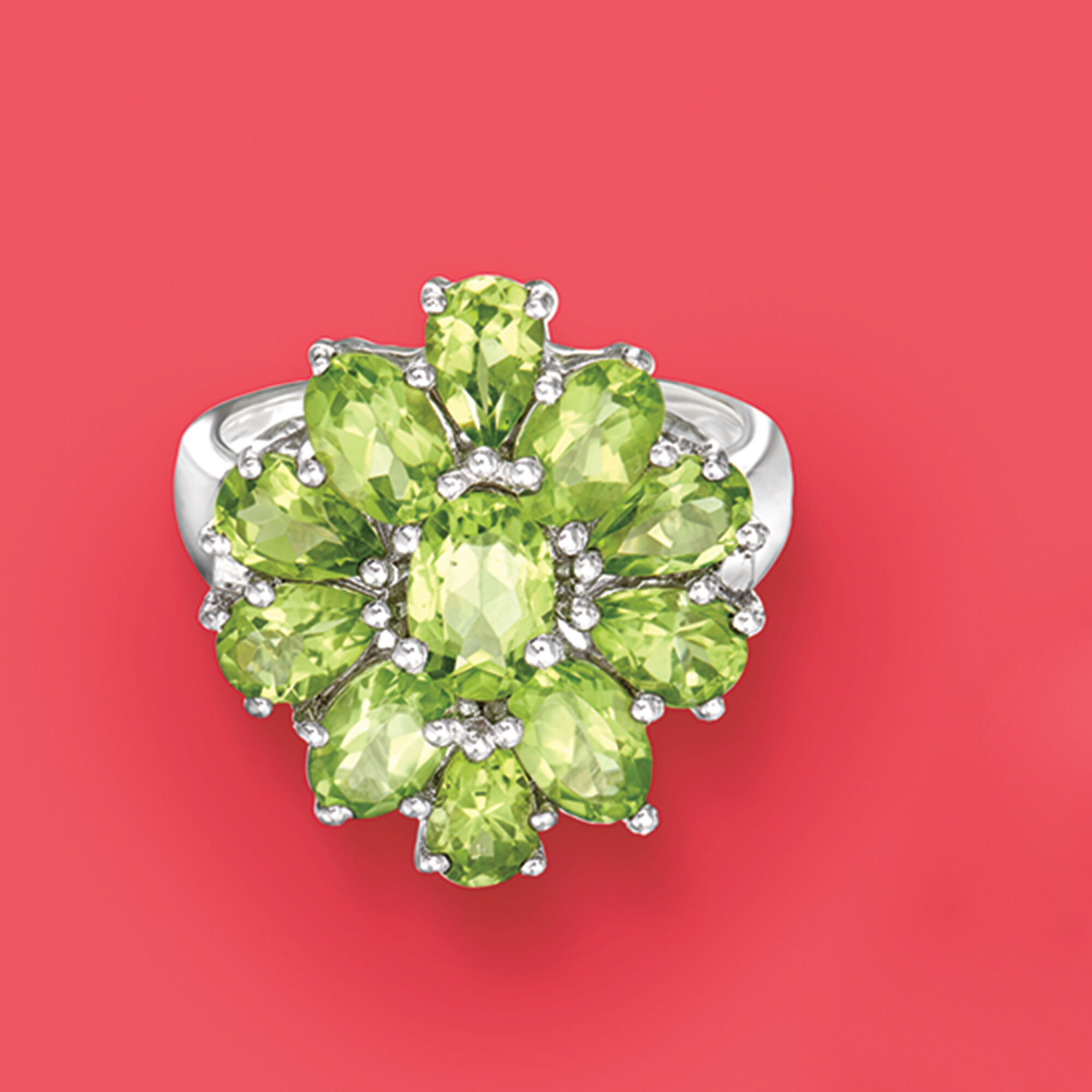 5.00 ct. t.w. Peridot Cluster Ring in Sterling Silver