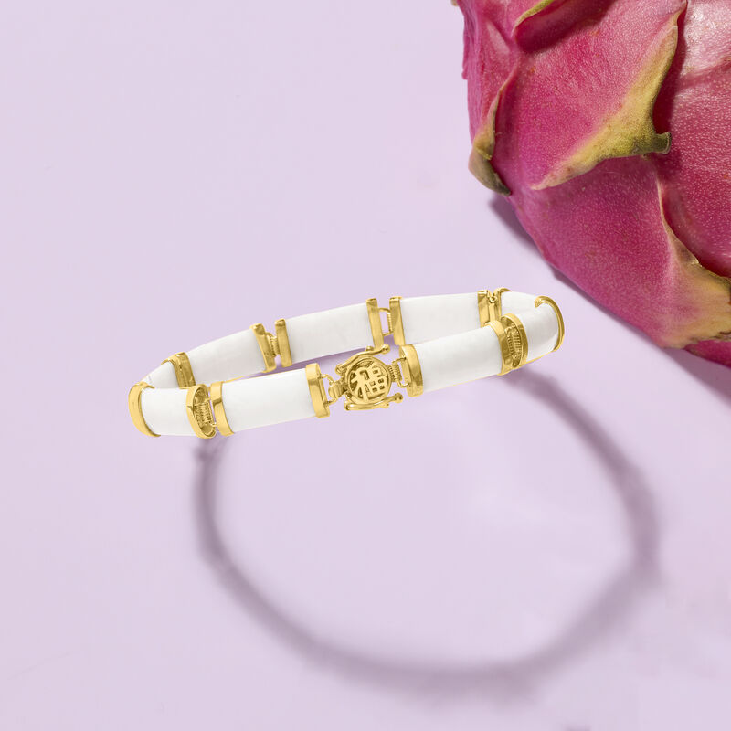 White Agate &quot;Good Fortune&quot; Bracelet in 18kt Gold Over Sterling image number 3