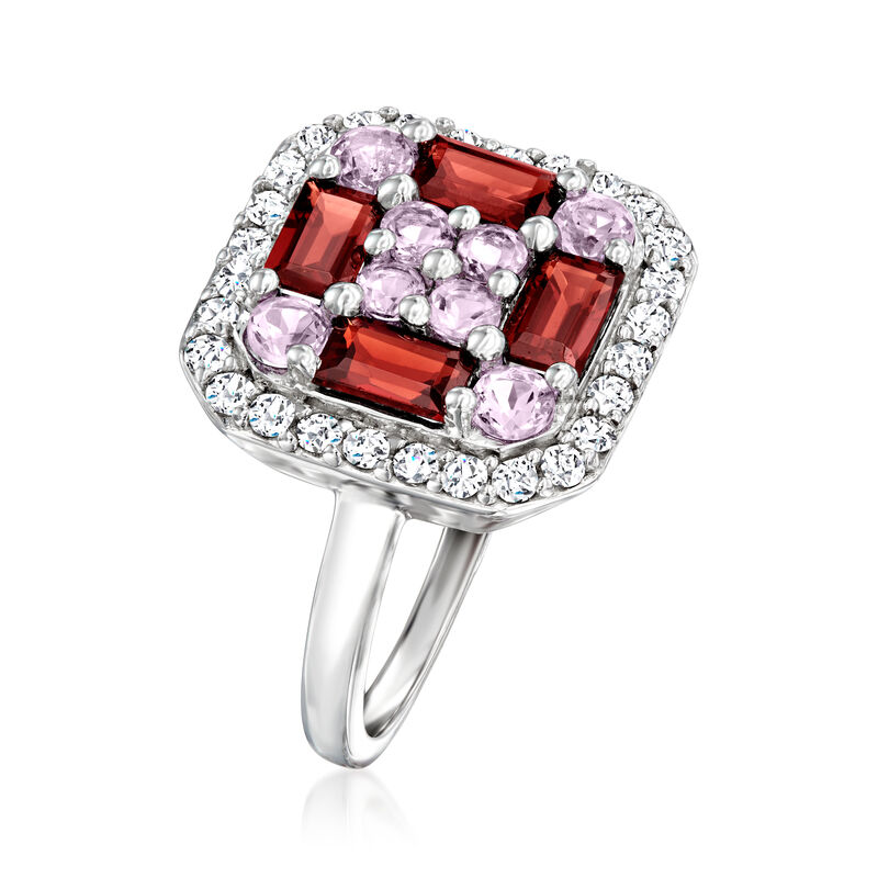 1.30 ct. t.w. Garnet and .60 ct. t.w. Amethyst Ring with .50 ct. t.w. White Topaz in Sterling Silver image number 2