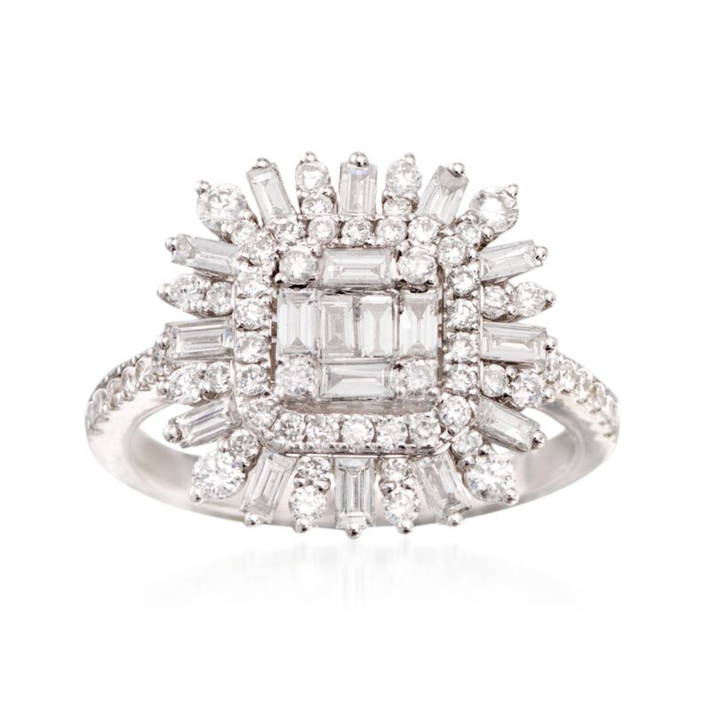 1.16 ct. t.w. Diamond Burst Ring in 18kt White Gold image number 0