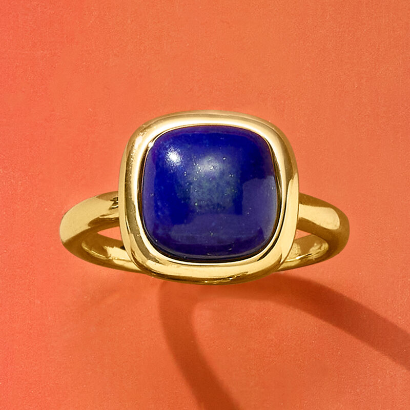 Square Lapis Ring in 18kt Gold Over Sterling image number 4