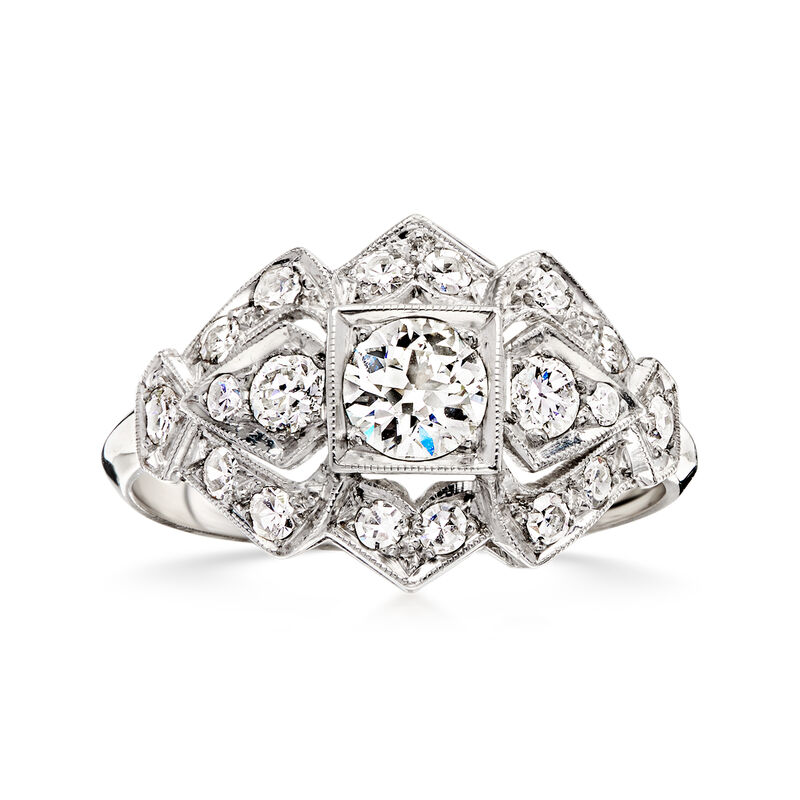 C. 1960 Vintage .85 ct. t.w. Diamond Ring in Platinum. Size 7 image number 0