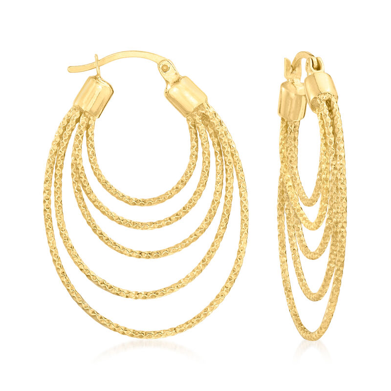 18kt Gold Over Sterling Multi-Circle Hoop Earrings image number 0
