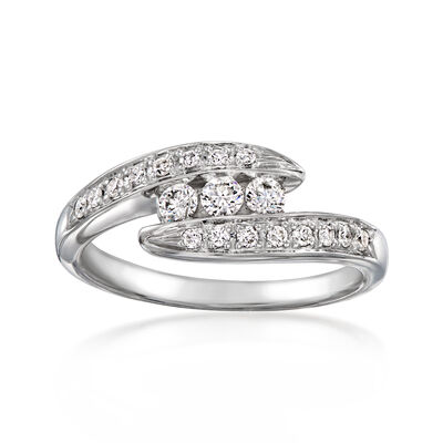 C. 1990 Vintage .31 ct. t.w. Diamond Bypass Ring in 14kt White Gold