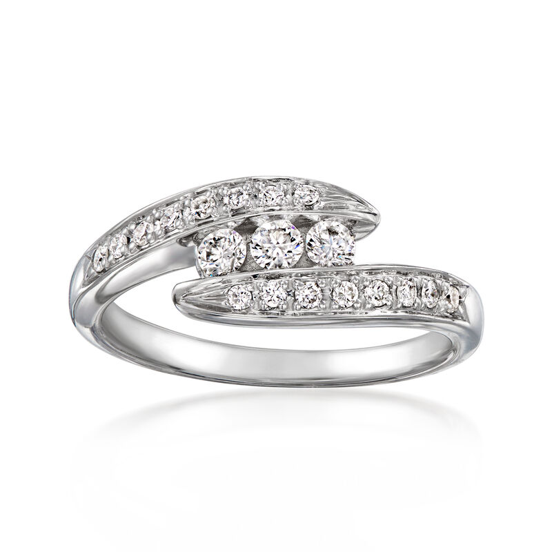 C. 1990 Vintage .31 ct. t.w. Diamond Bypass Ring in 14kt White Gold. Size 6.5 image number 0