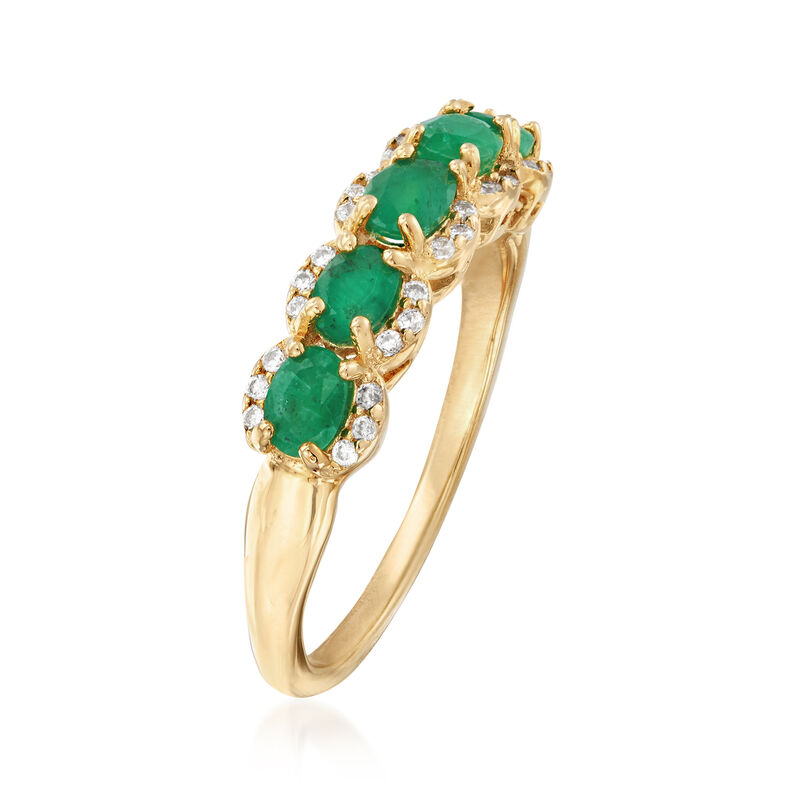 .80 ct. t.w. Emerald and .10 ct. t.w. White Zircon Ring in 18kt Gold Over Sterling  image number 2