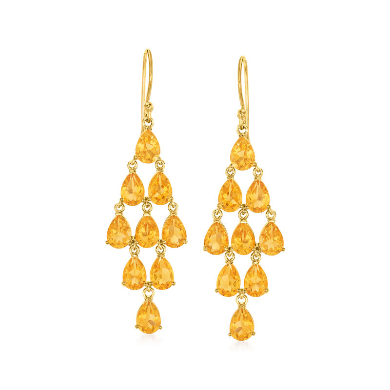 12.00 ct. t.w. Citrine Chandelier Earrings in 18kt Gold Over Sterling image number 0
