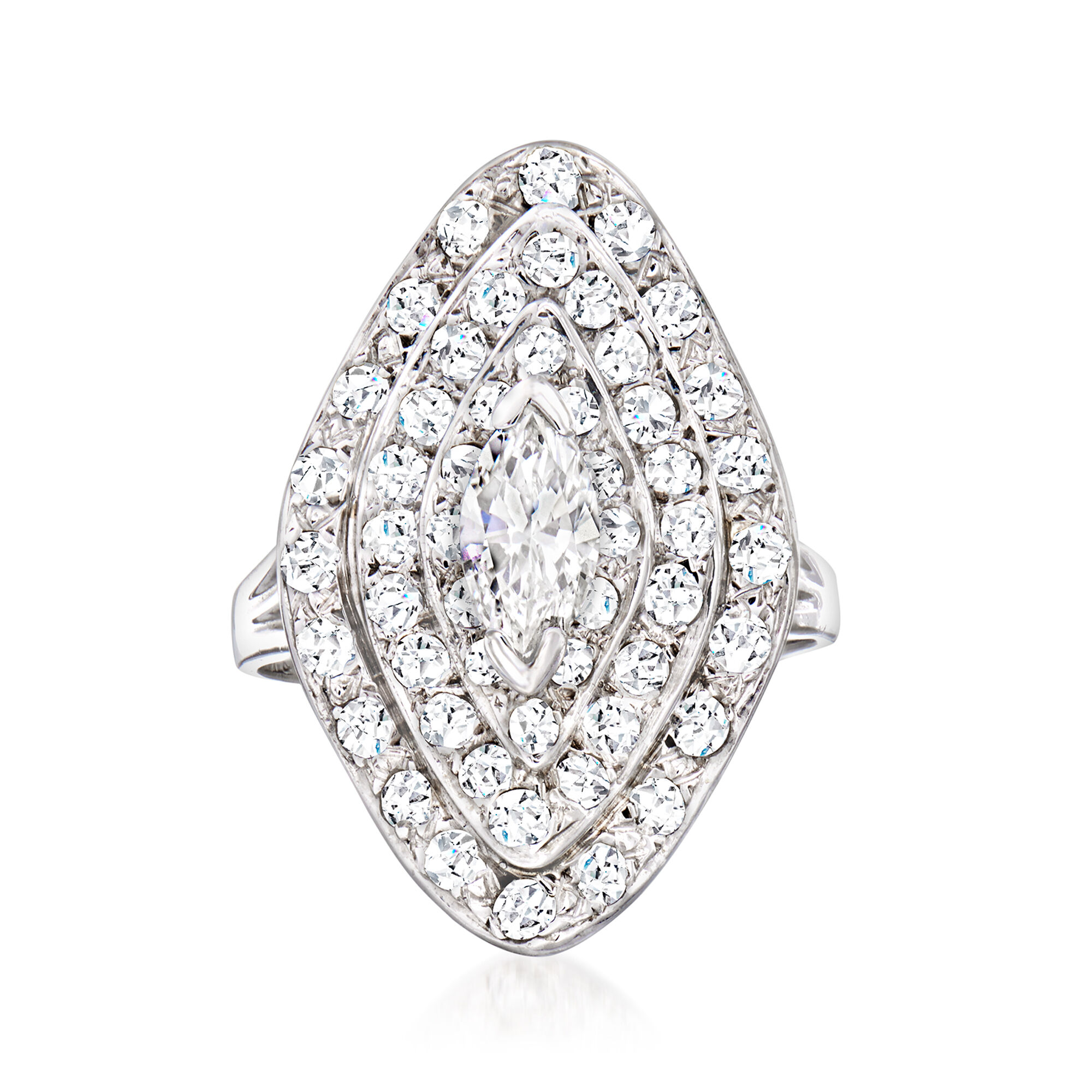 C. 1980 Vintage 1.25 ct. t.w. Diamond Cocktail Ring in 14kt