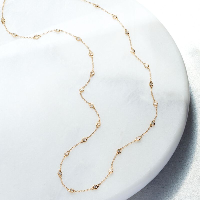 1.00 ct. t.w. Bezel-Set Diamond Station Necklace in 14kt Yellow Gold image number 5