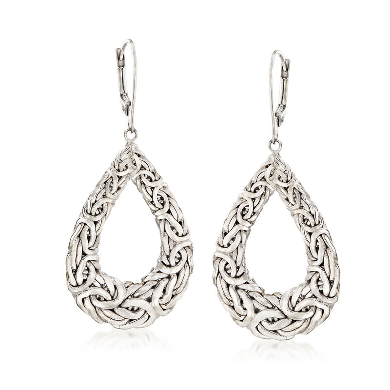 Sterling Silver Byzantine Teardrop Earrings image number 0