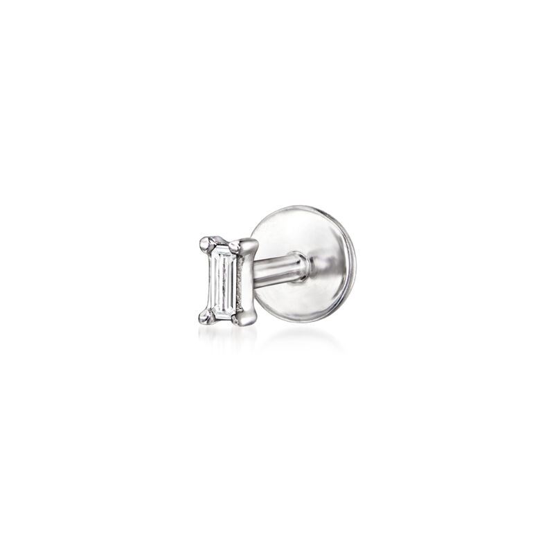 Baguette Diamond Single Flat-Back Stud Earring in Sterling Silver image number 0