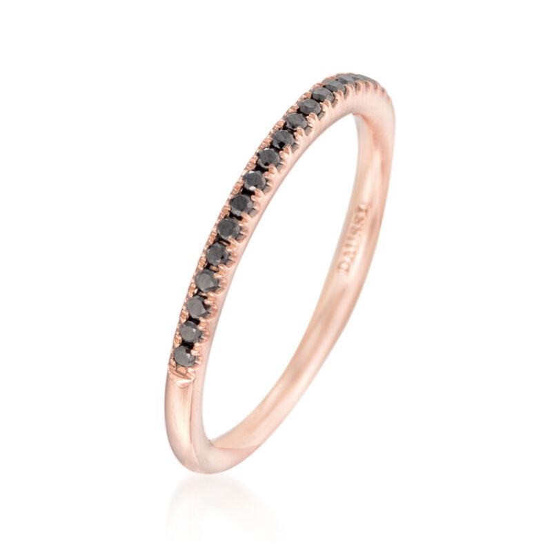 Henri Daussi .15 ct. t.w. Black Diamond Wedding Ring in 14kt Rose Gold image number 2