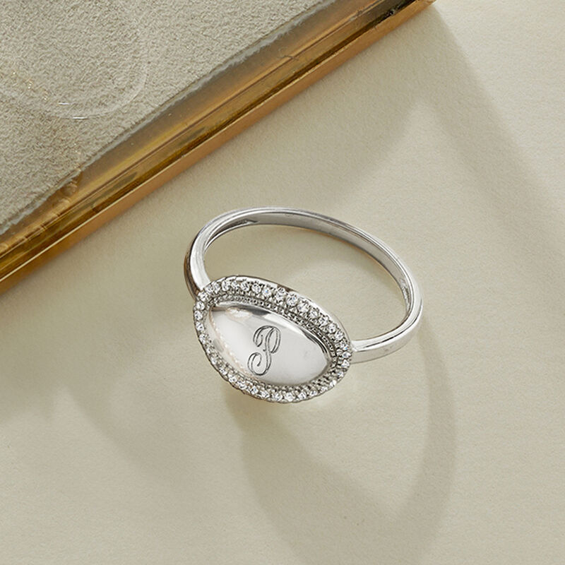 .10 ct. t.w. Diamond Personalized Oval Ring in Sterling Silver image number 4