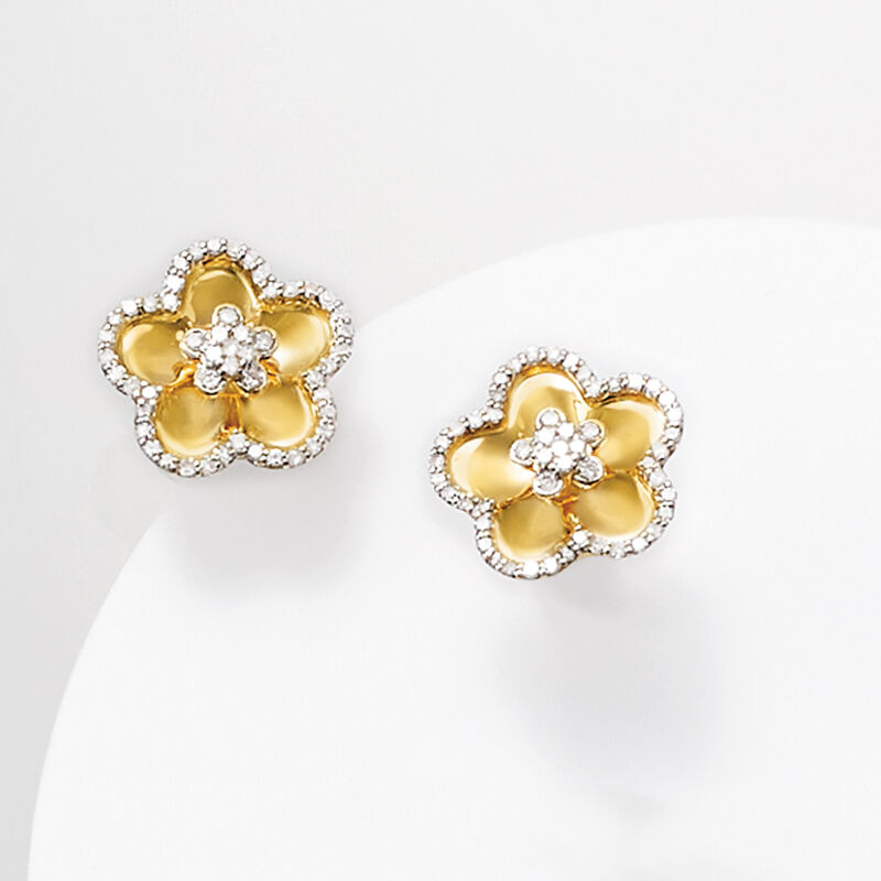 .44 ct. t.w. Diamond Flower Earrings in 14kt Yellow Gold image number 2