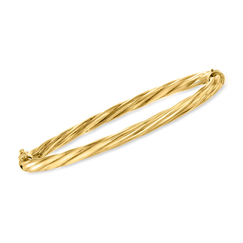 Italian 4mm 18kt Gold Over Sterling Twisted Bangle Bracelet image number 0