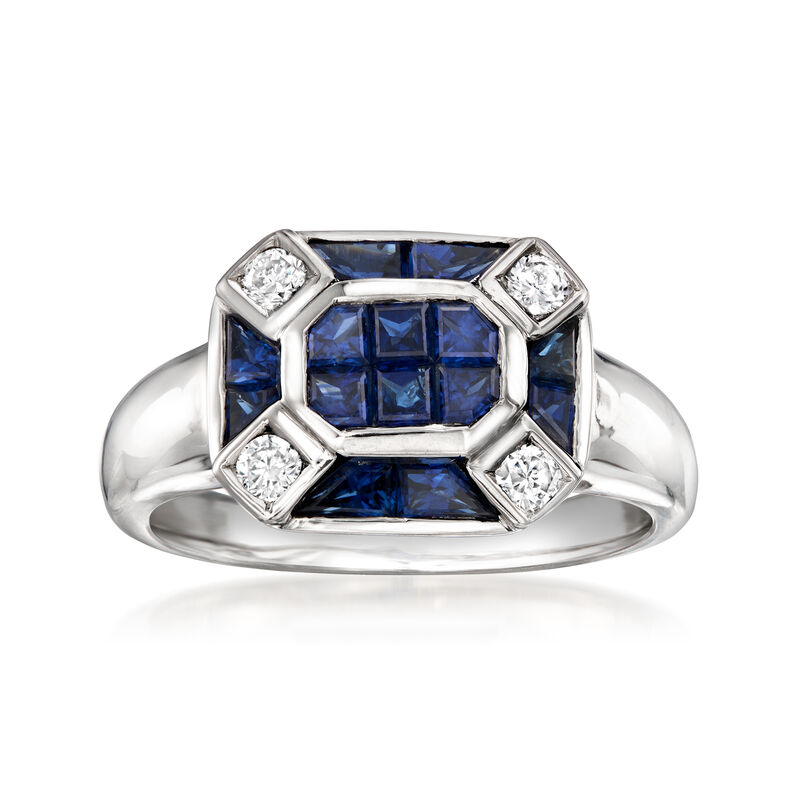 C. 2000 Vintage 2.00 ct. t.w. Sapphire and .20 ct. t.w. Diamond Ring in Platinum. Size 6 image number 0