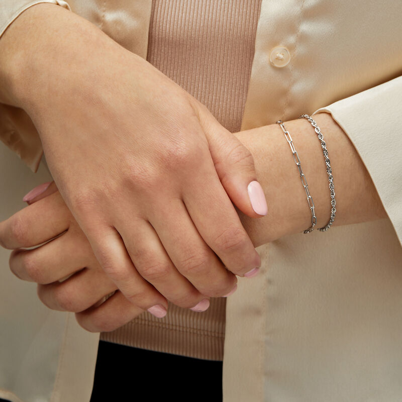 Sterling Silver Jewelry Set: Rope-Chain and Paper Clip Link Bracelets. 8&quot; image number 6