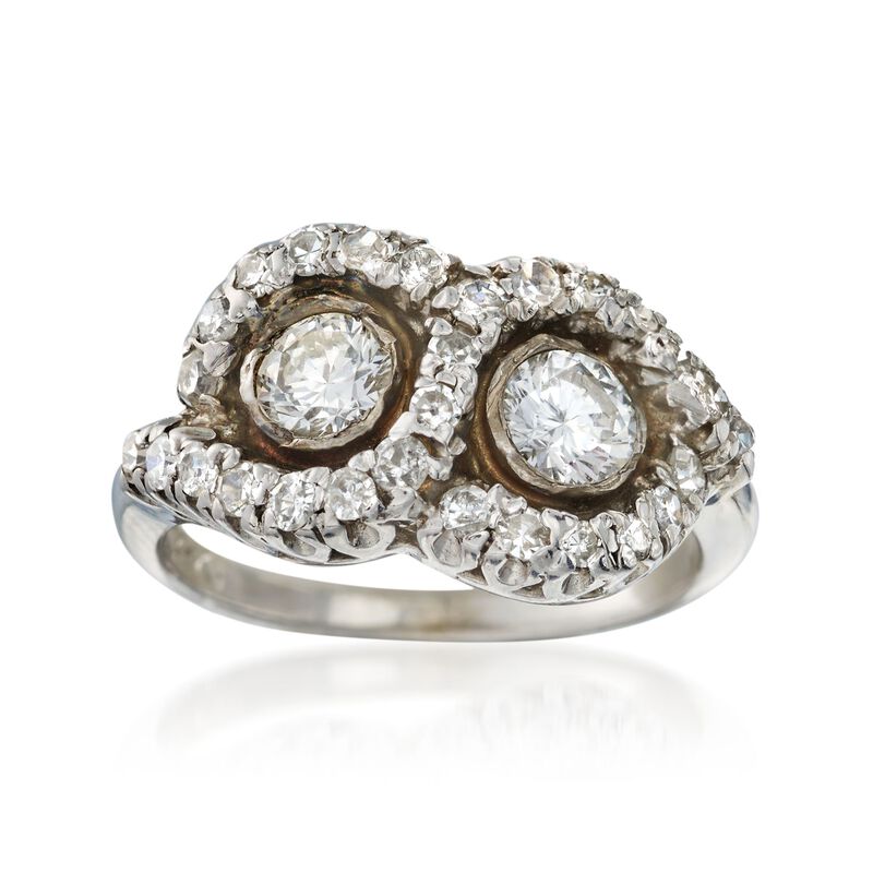 C. 1990 Vintage .90 ct. t.w. Diamond Figure-Eight Ring in 14kt White Gold. Size 5.25 image number 0