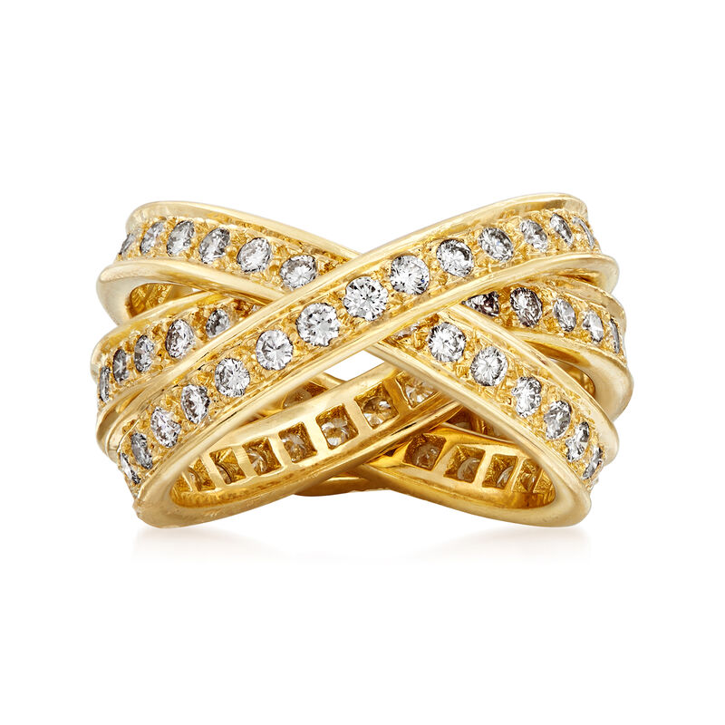 C. 1980 Vintage Cartier 1.55 ct. t.w. Diamond Trinity Ring in 18kt Yellow Gold. Size 4.5 image number 0