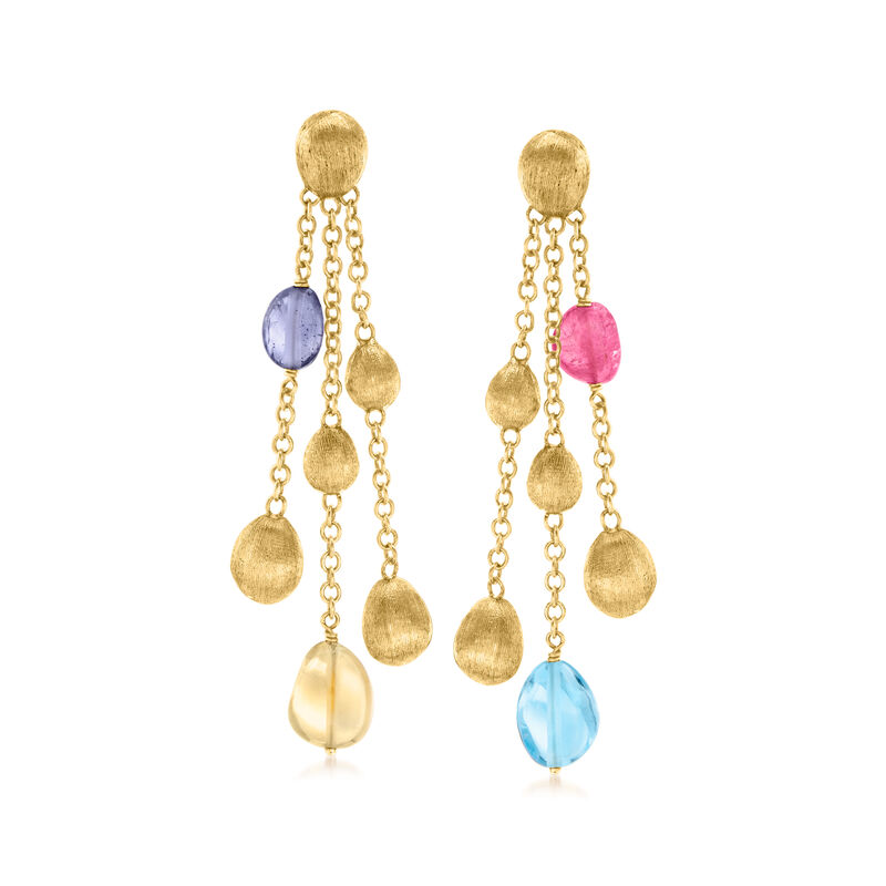 C. 1980 Vintage Marco Bicego 6.90 ct. t.w. Multi-Gemstone Drop Earrings in 18kt Yellow Gold image number 0