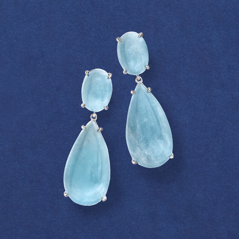 50.00 ct. t.w. Aquamarine Drop Earrings in Sterling Silver image number 2