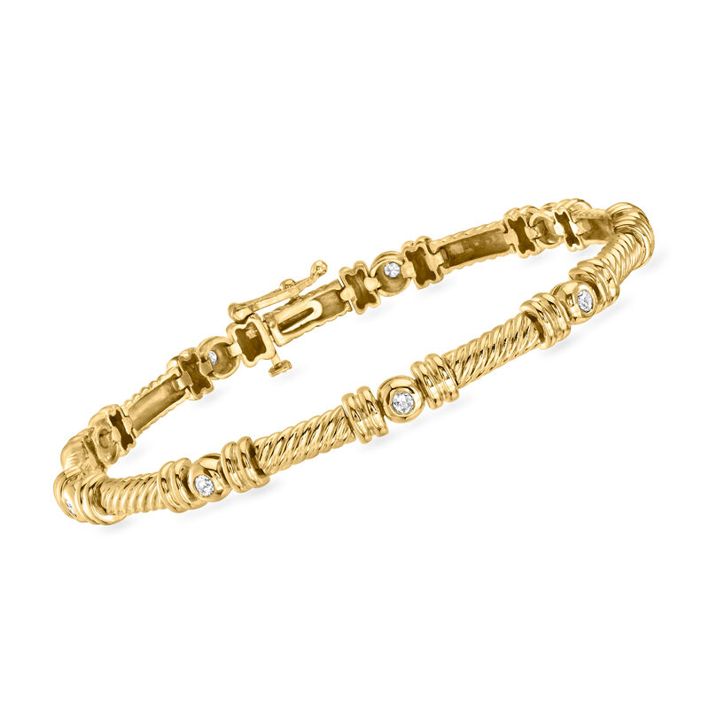 C. 1990 Vintage .45 ct. t.w. Diamond Station Bracelet in 14kt Yellow Gold. 7.25&quot; image number 0