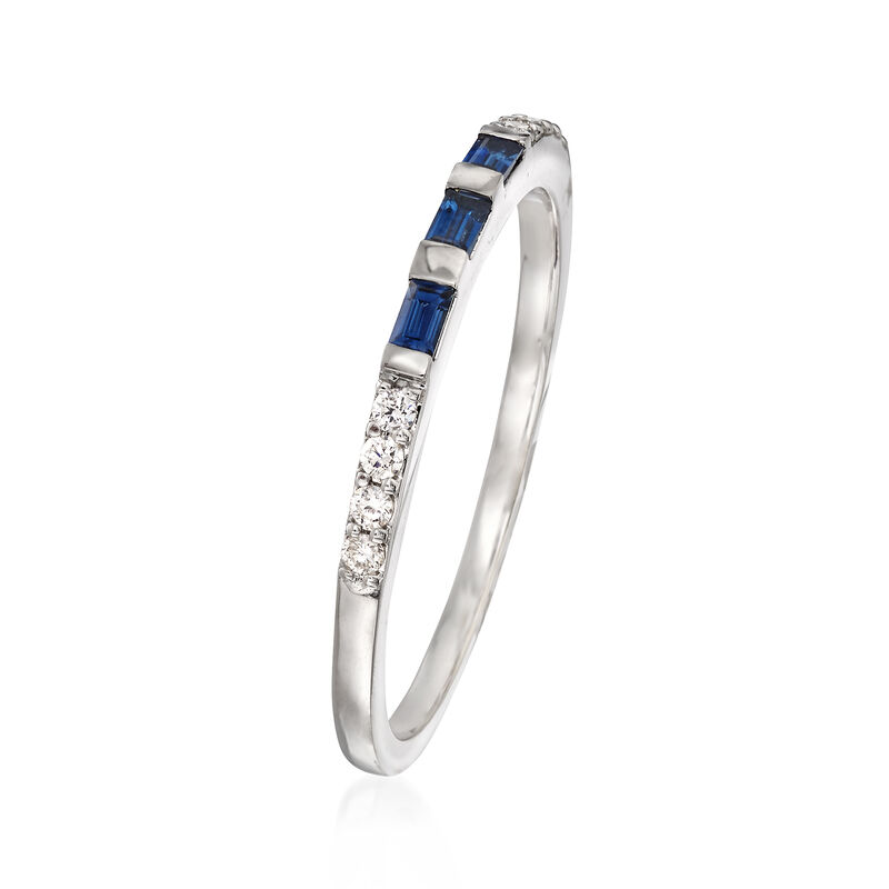 .10 ct. t.w. Sapphire Ring with Diamonds in 14kt White Gold image number 2