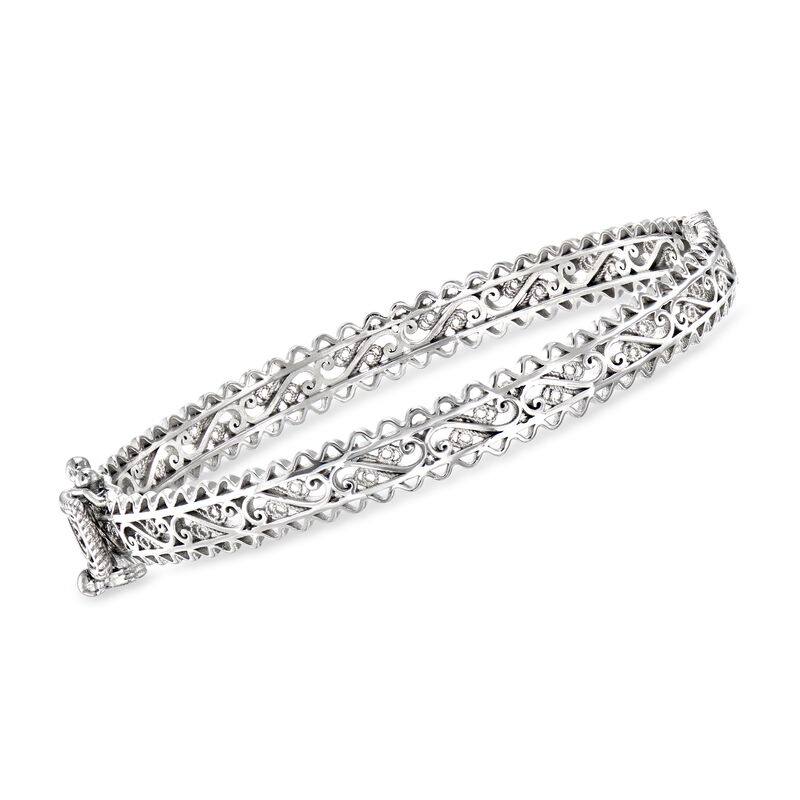 Sterling Silver Filigree Bangle Bracelet image number 0