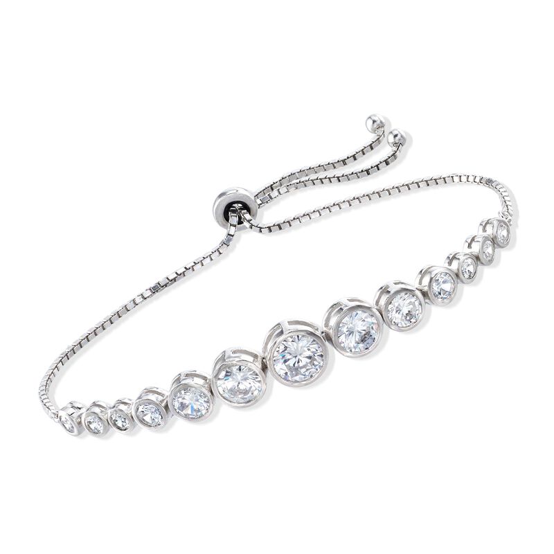 4.85 ct. t.w. Bezel-Set Graduated CZ Bolo Bracelet in Sterling Silver image number 0