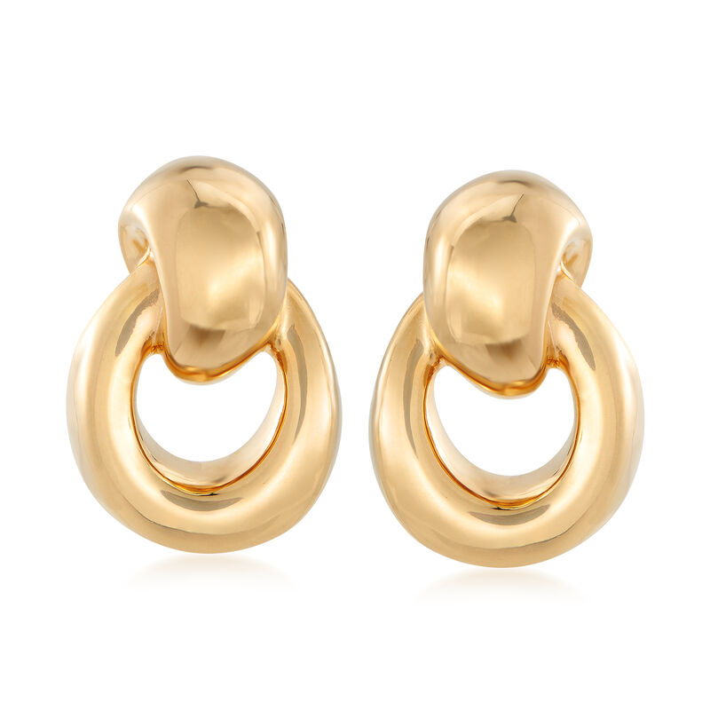 14kt Yellow Gold Doorknocker Drop Earrings image number 0