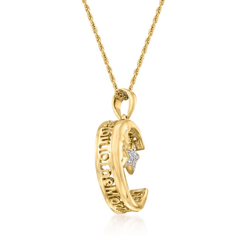 Diamond &quot;Love You to the Moon and Back&quot; Moon and Star Pendant Necklace in 18kt Gold Over Sterling image number 2