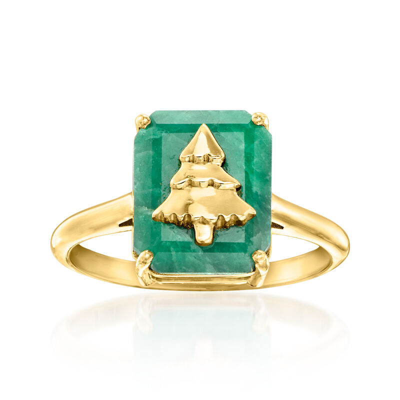 4.40 Carat Emerald Christmas Tree Ring in 18kt Gold Over Sterling image number 0