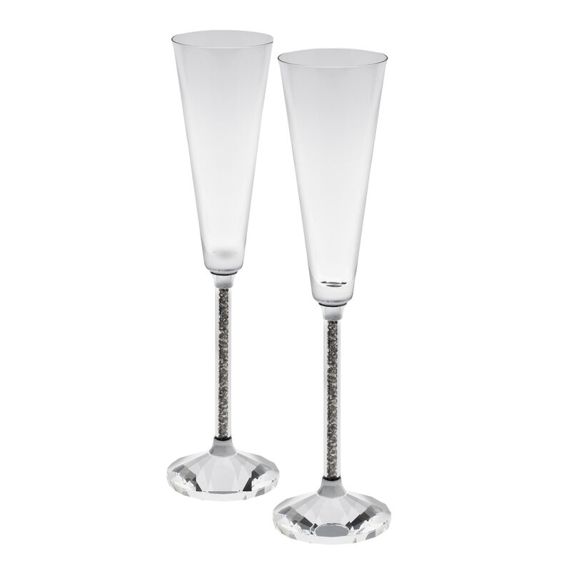 &quot;Hematite&quot; Set of 2 Toasting Flute Glasses image number 0