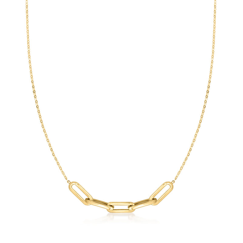 Italian 14kt Yellow Gold Paper Clip Link Center Necklace image number 0
