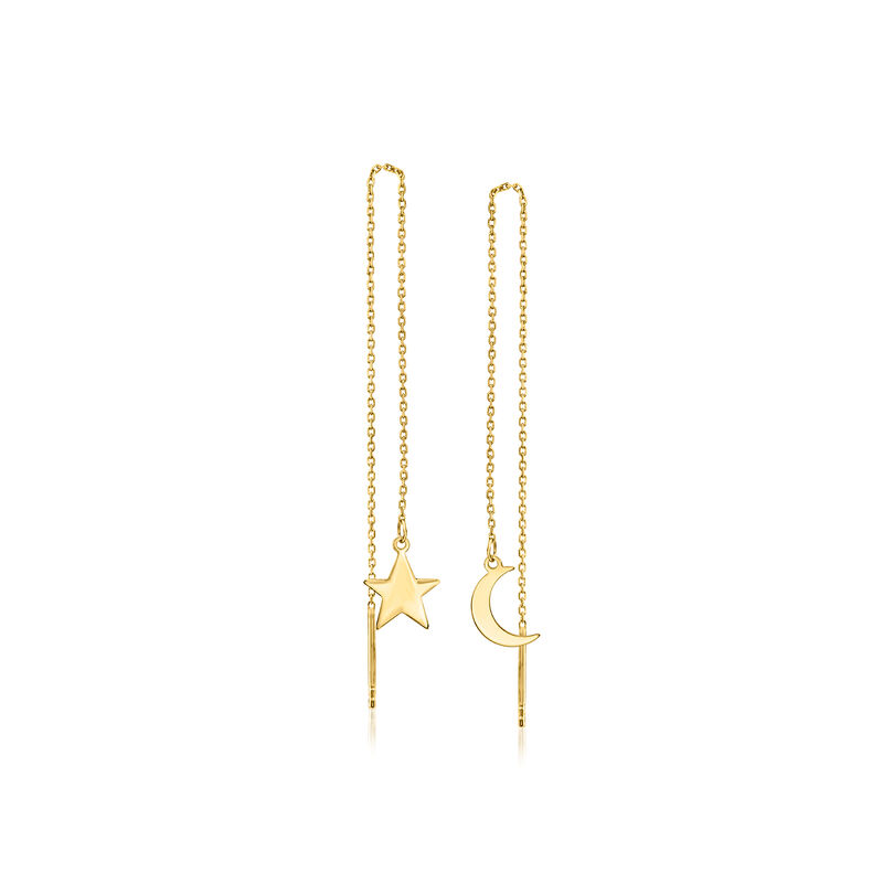 Italian 14kt Yellow Gold Celestial Threader Earrings image number 0