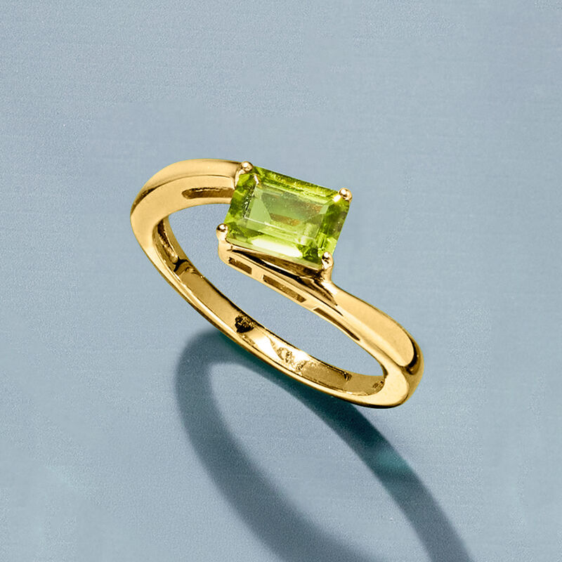 .80 Carat Peridot Ring in 18kt Gold Over Sterling image number 3