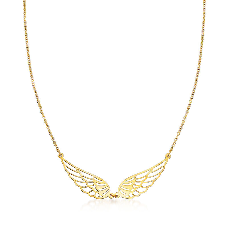 Italian Cut-Out Double Angel Wing Necklace in 14kt Yellow Gold image number 0