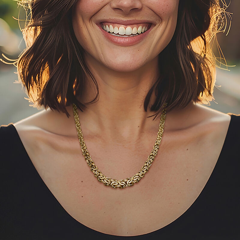 14kt Yellow Gold Graduated Byzantine Necklace. 20" image number 0