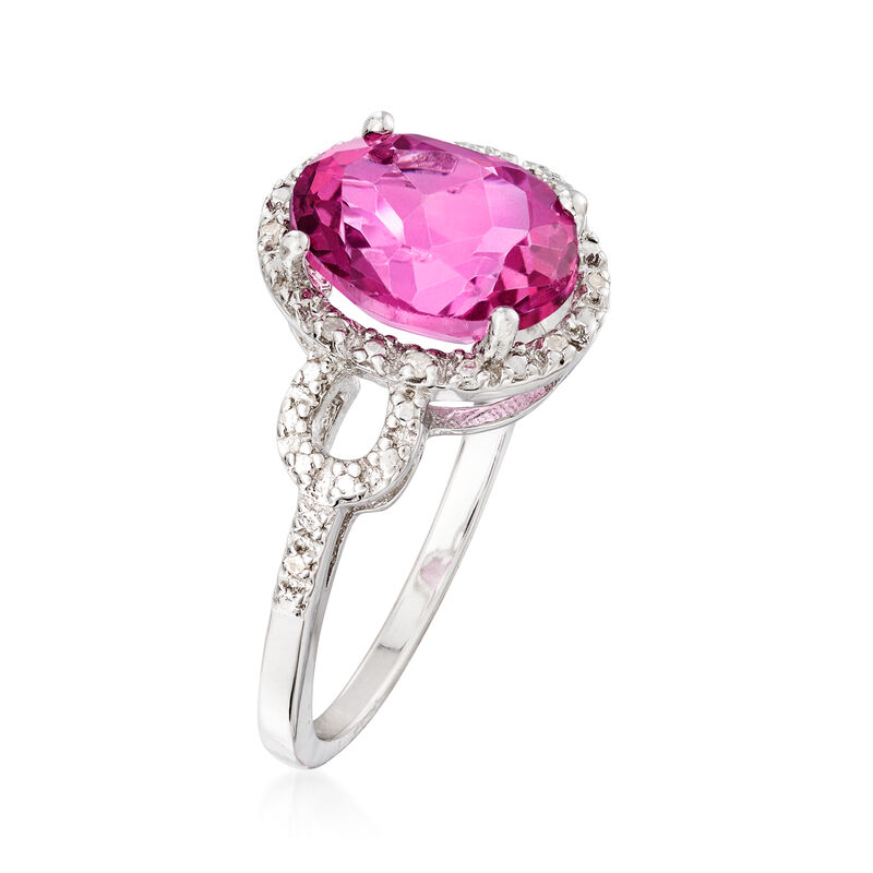 3.00 Carat Pink Topaz Ring with Diamond Accents in Sterling Silver image number 2
