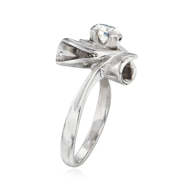 C. 1960 Vintage .45 Carat Diamond Swirl Ring in 14kt White Gold image number 2
