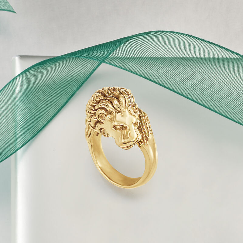 Italian 18kt Yellow Gold Lion Head Ring image number 3