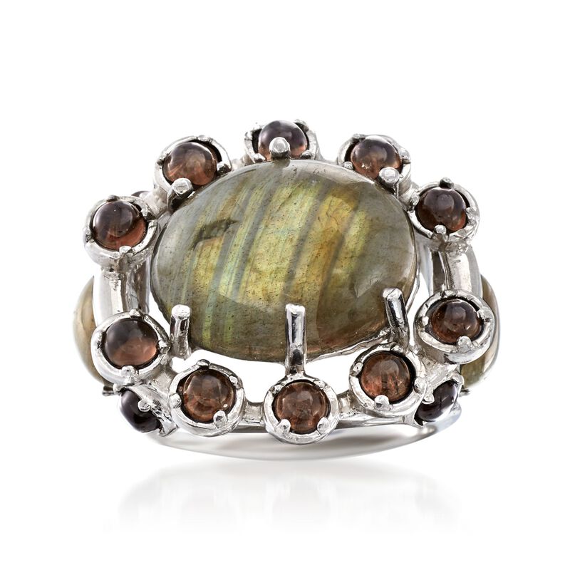 Multicolored Labradorite and 2.10 ct. t.w. Smoky Quartz Ring in Sterling Silver image number 0