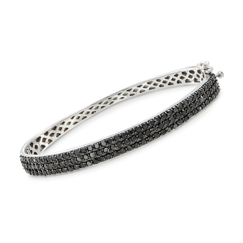 3.00 ct. t.w. Black Diamond Bangle Bracelet in Sterling Silver image number 0
