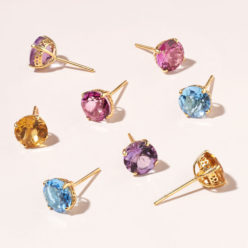 4.50 ct. t.w. Pink Topaz Stud Earrings in 14kt Yellow Gold image number 3