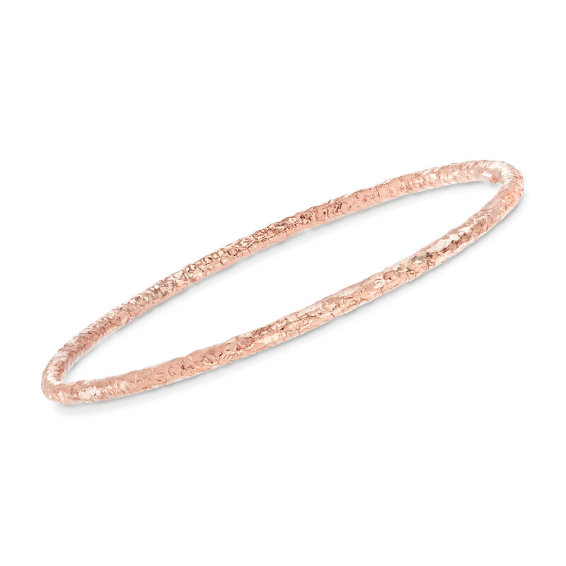 Italian 22kt Rose Gold Over Sterling Jewelry Set: Four Textured Bangle Bracelets image number 2