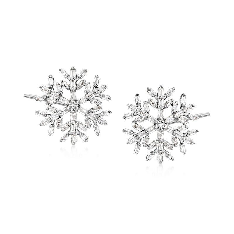 .50 ct. t.w. Diamond Snowflake Earrings in Sterling Silver image number 0