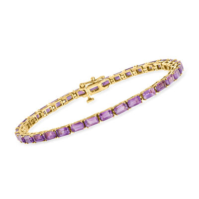 10.00 ct. t.w. Emerald-Cut Amethyst Tennis Bracelet in 14kt Yellow Gold